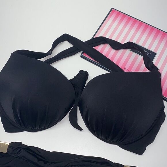 🔥Victoria Secret Swimsuit bikini set black 38C/Small New - Picture 11 of 13